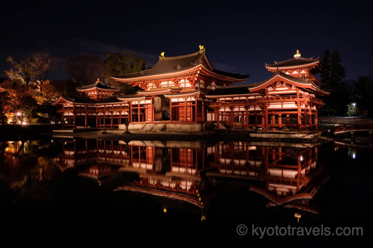 平等院鳳凰堂のライトアップと紅葉